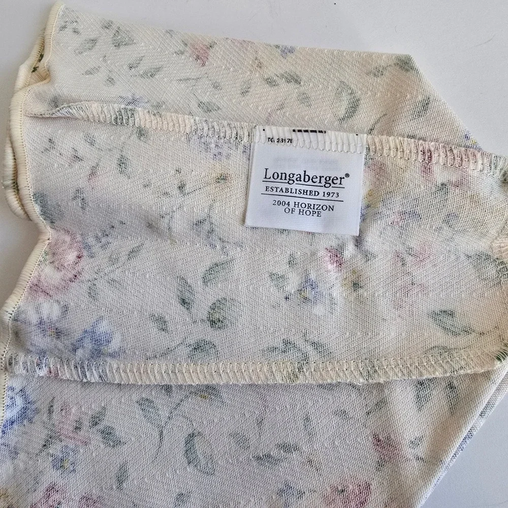 Longaberger 2004 Horizon of Hope Spring Floral Basket Liner Cream Pink Blue NEW
